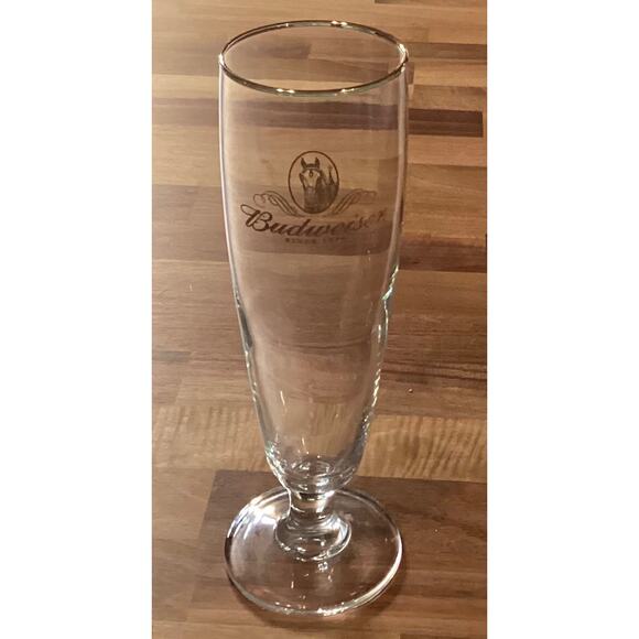Budweiser Clydesdales Gold Rimmed 8" Pilsner Beer Glasses Set Of 4 - Picture 9 of 10
